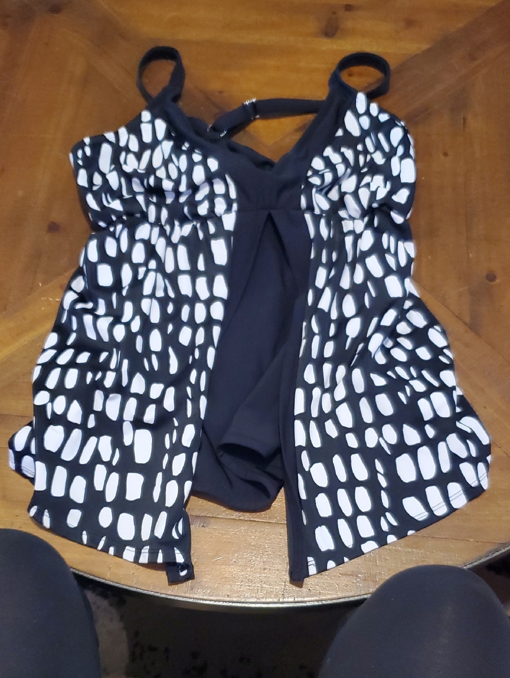 Black & White Patterned Women's Tankini Top - Supportive Swimwear
